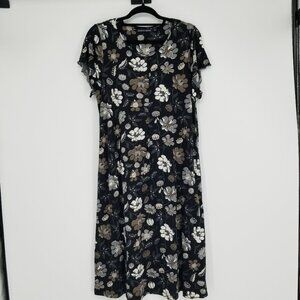 Gudrun Sjoden Neutral Floral Dress -L- Lagenlook, Cottagecore, Prairie & More